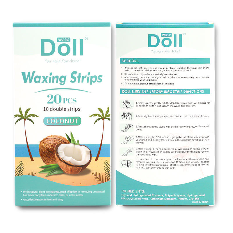 20pcs hair removal cold Wax Strip paper coconut Hair Remover body use depilatory Wax strips
