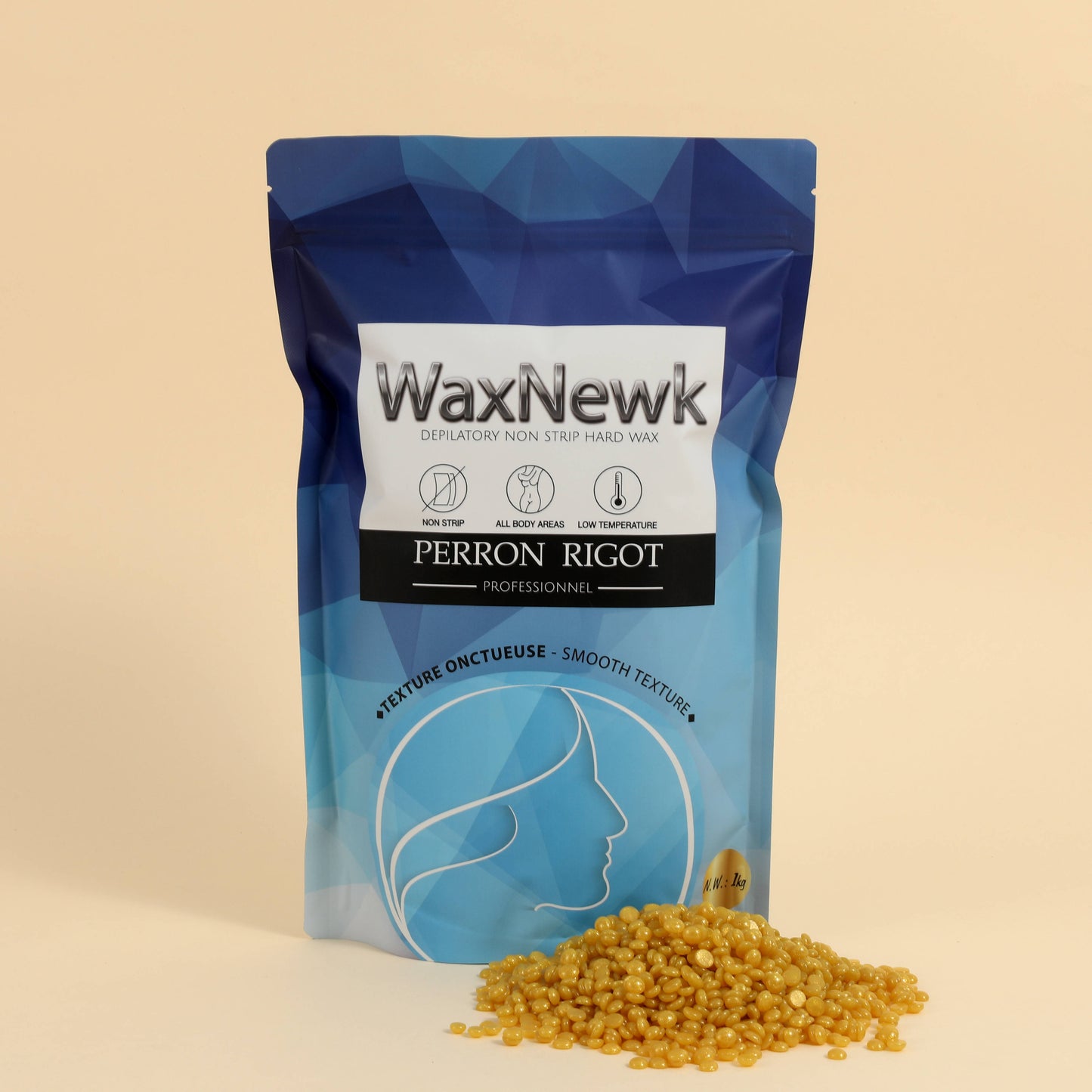 WaxNewK Custom Your logo Brand Bag Private Label 1kg Fully Body Waxing Rosin Gold Painless Hard Beads No Strip Depilatory Wax