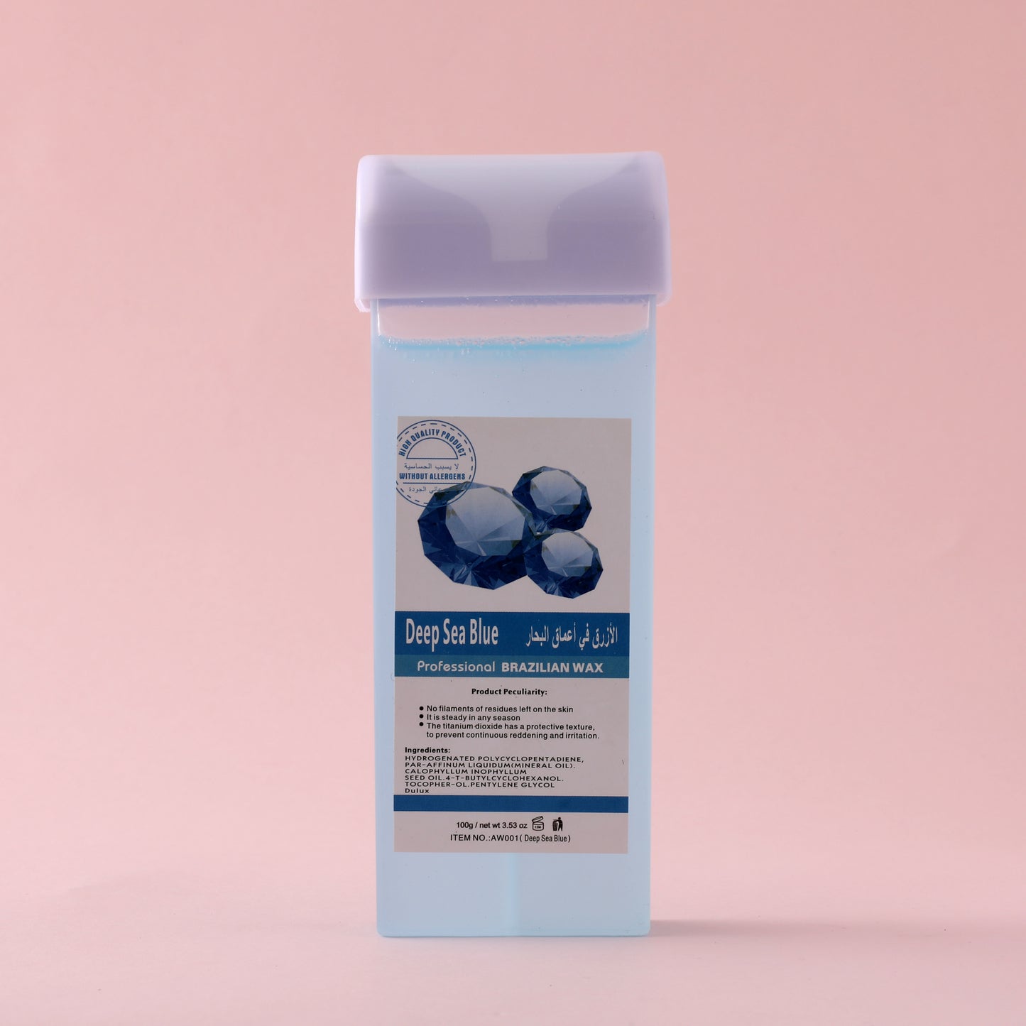 Professionol BRAZILIAN WAX Portable 100g roll on heated rosin free cartridge warm deep sea blue