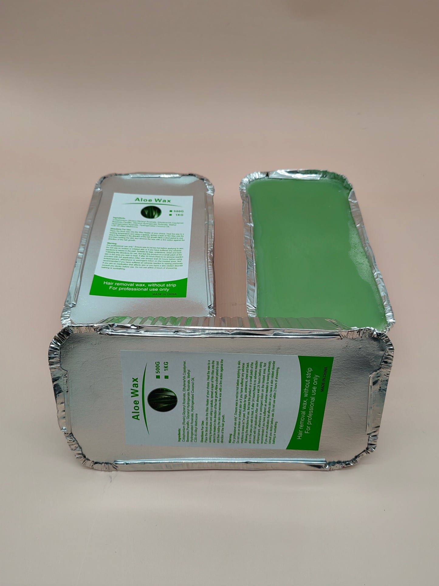 500g Aluminum Foil Bowl with Paper Free aloe Hair Removal square Wax Treatment Block Body Hard Wax