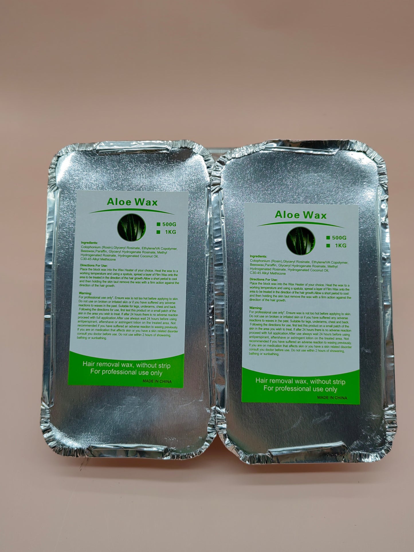 500g Aluminum Foil Bowl with Paper Free aloe Hair Removal square Wax Treatment Block Body Hard Wax