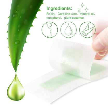 Aloe vera wax strips Facial depilatory waxing Strips painless wax paper for facial hair removal