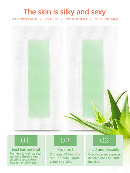 Aloe vera wax strips Facial depilatory waxing Strips painless wax paper for facial hair removal