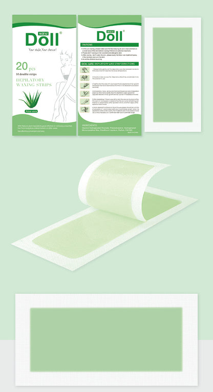 Aloe vera wax strips Facial depilatory waxing Strips painless wax paper for facial hair removal