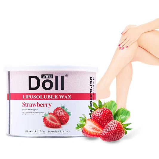 DOLL WAX Hair Removal warm Wax 400g strawberry metal tin Salons Painless Depilatory soft Wax liposoluable