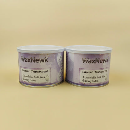WaxNewK Cera Waxing Supplies 400g Rosin Free clear soft wax Warm unscent transparent in Tin Cans Hair Removal Liposoluble Wax