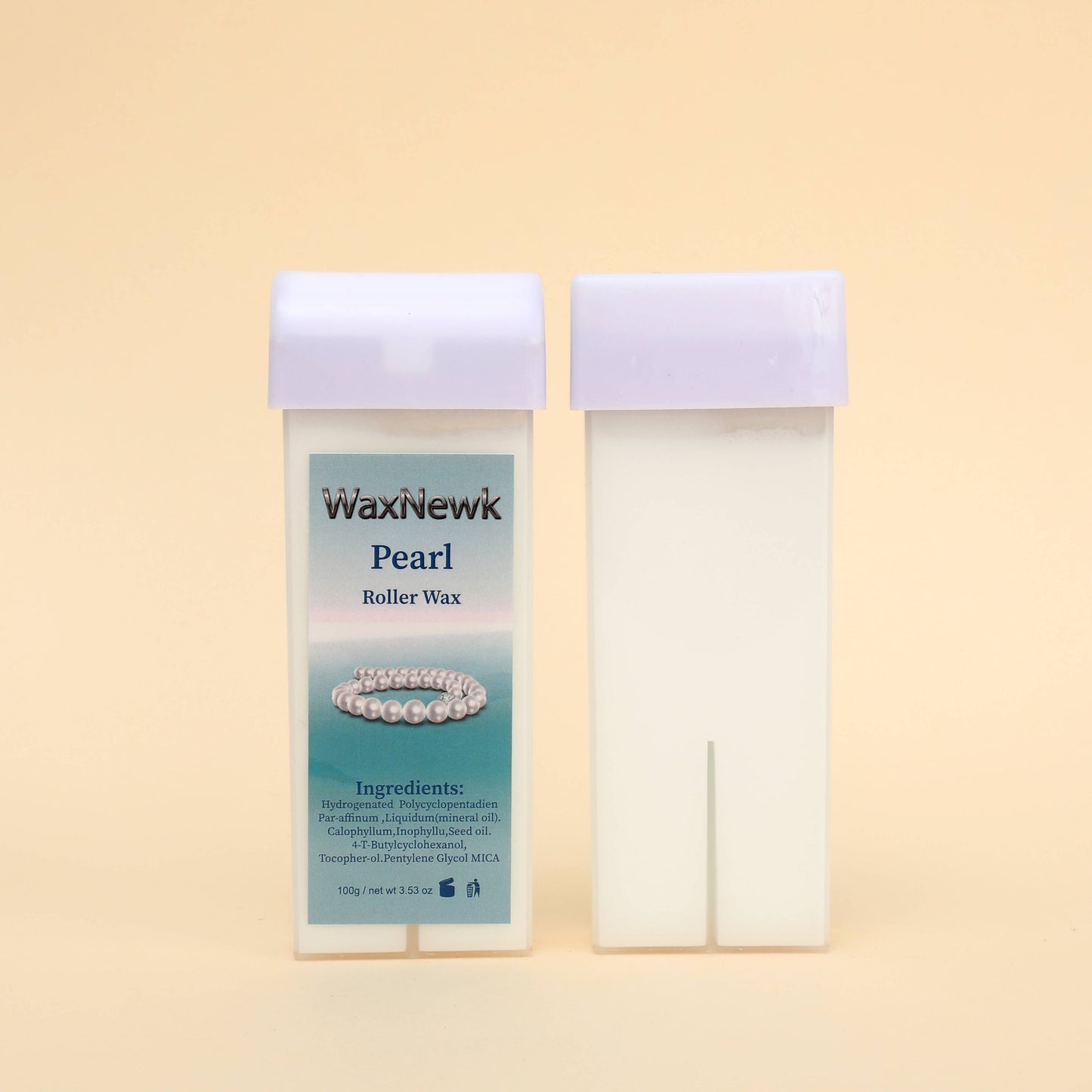 Portable 100g white pearl roll on Heating Cartridge Warm Wax Rosin-Free Hypoallergenic Wax