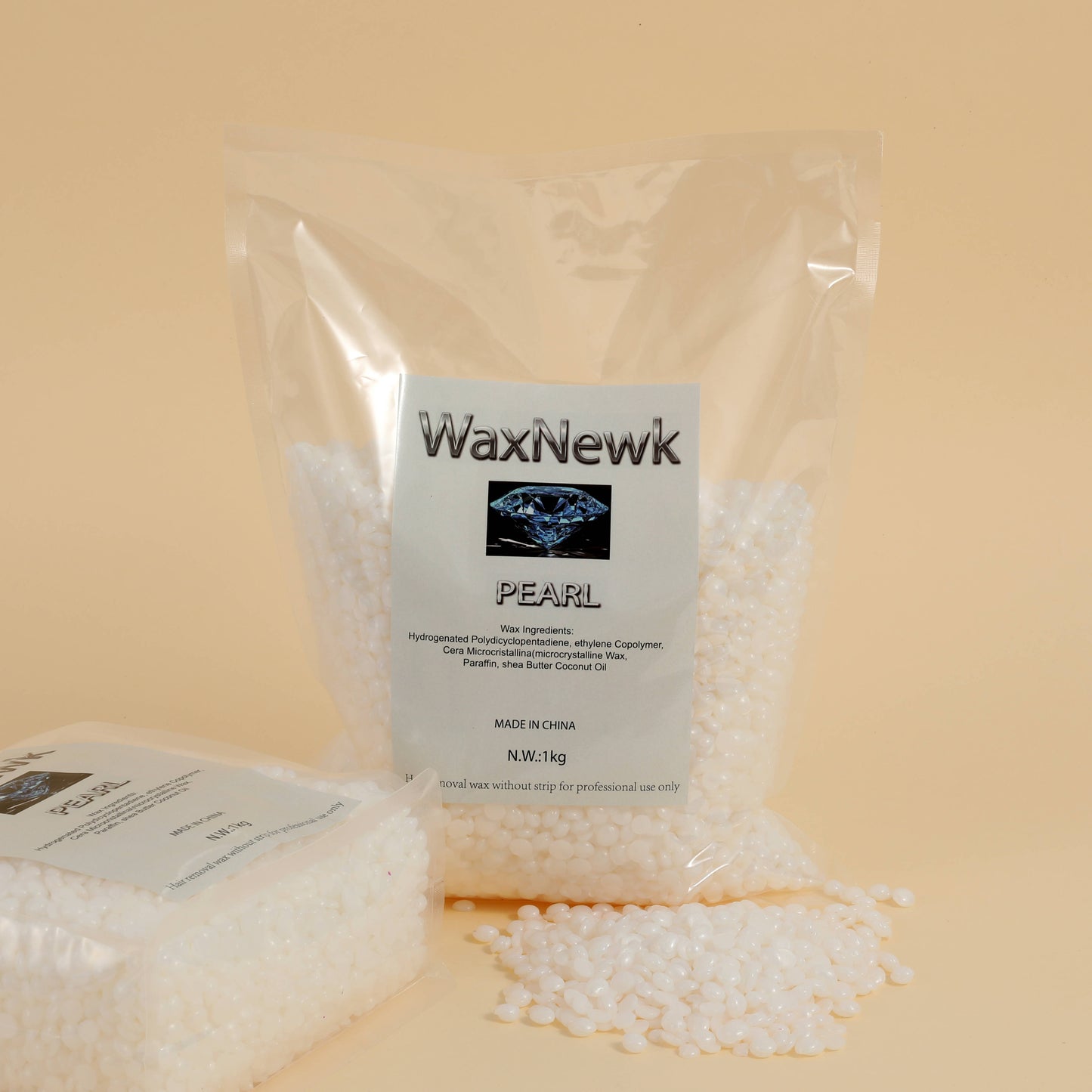 WaxNewK 1kg Private Label White Crystal Natural Hair Removal Cosmetic Rosin Free Depilatory Hard Wax Beads