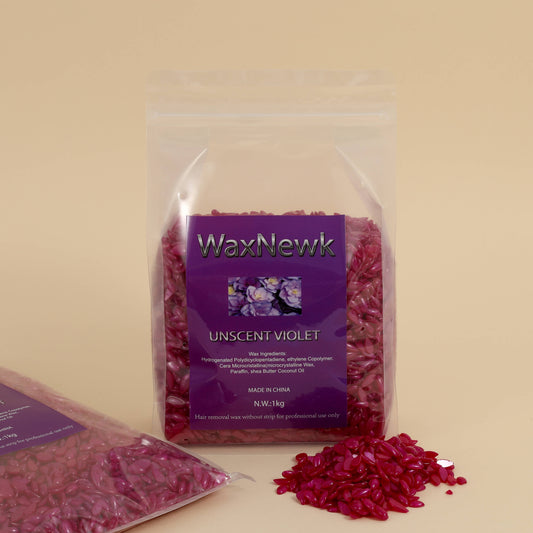 WaxNewK Water Drop Shape 1kg Waxing Bean Low Temperature Wax Viscosity Hypoallergenic UnScent Rosin-Free Glitter Violet Hard Wax