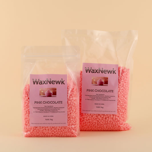 WaxNewK rosin free pink chocolate wax 1kg 2.2LB waxing bean low temperature viscosity hypoallergenic unscent Film Hard Wax