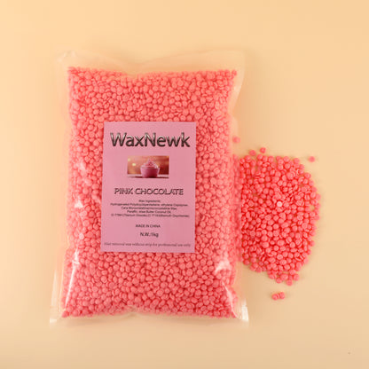 WaxNewK rosin free pink chocolate wax 1kg 2.2LB waxing bean low temperature viscosity hypoallergenic unscent Film Hard Wax