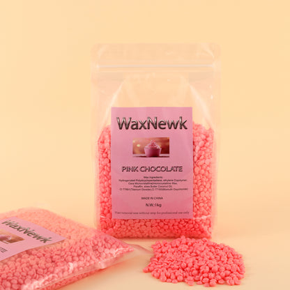 WaxNewK rosin free pink chocolate wax 1kg 2.2LB waxing bean low temperature viscosity hypoallergenic unscent Film Hard Wax