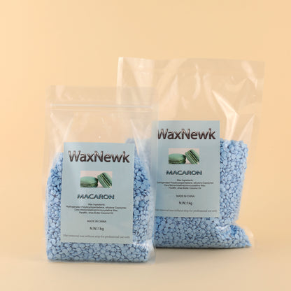 WaxNewK 1kg Macaron blue color hypoallergenic beauty salon painless Solid low temperature viscous strong Rosin free wax