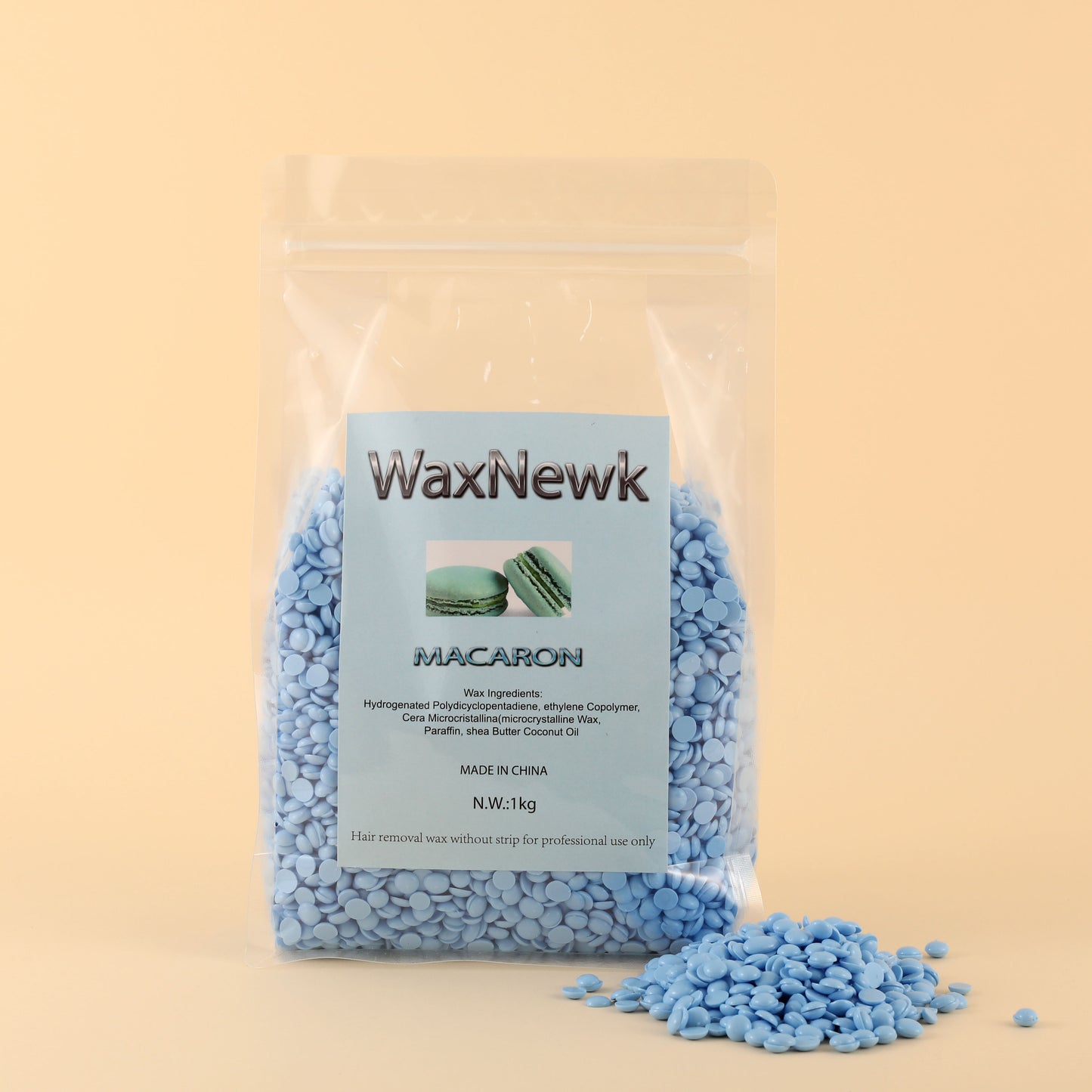 WaxNewK 1kg Macaron blue color hypoallergenic beauty salon painless Solid low temperature viscous strong Rosin free wax