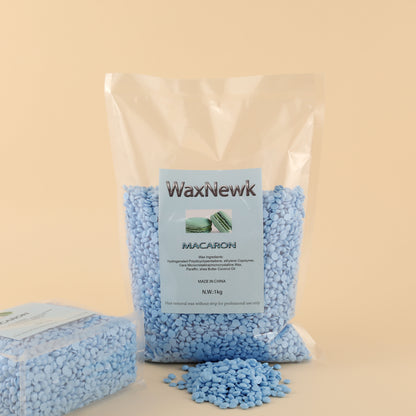 WaxNewK 1kg Macaron blue color hypoallergenic beauty salon painless Solid low temperature viscous strong Rosin free wax