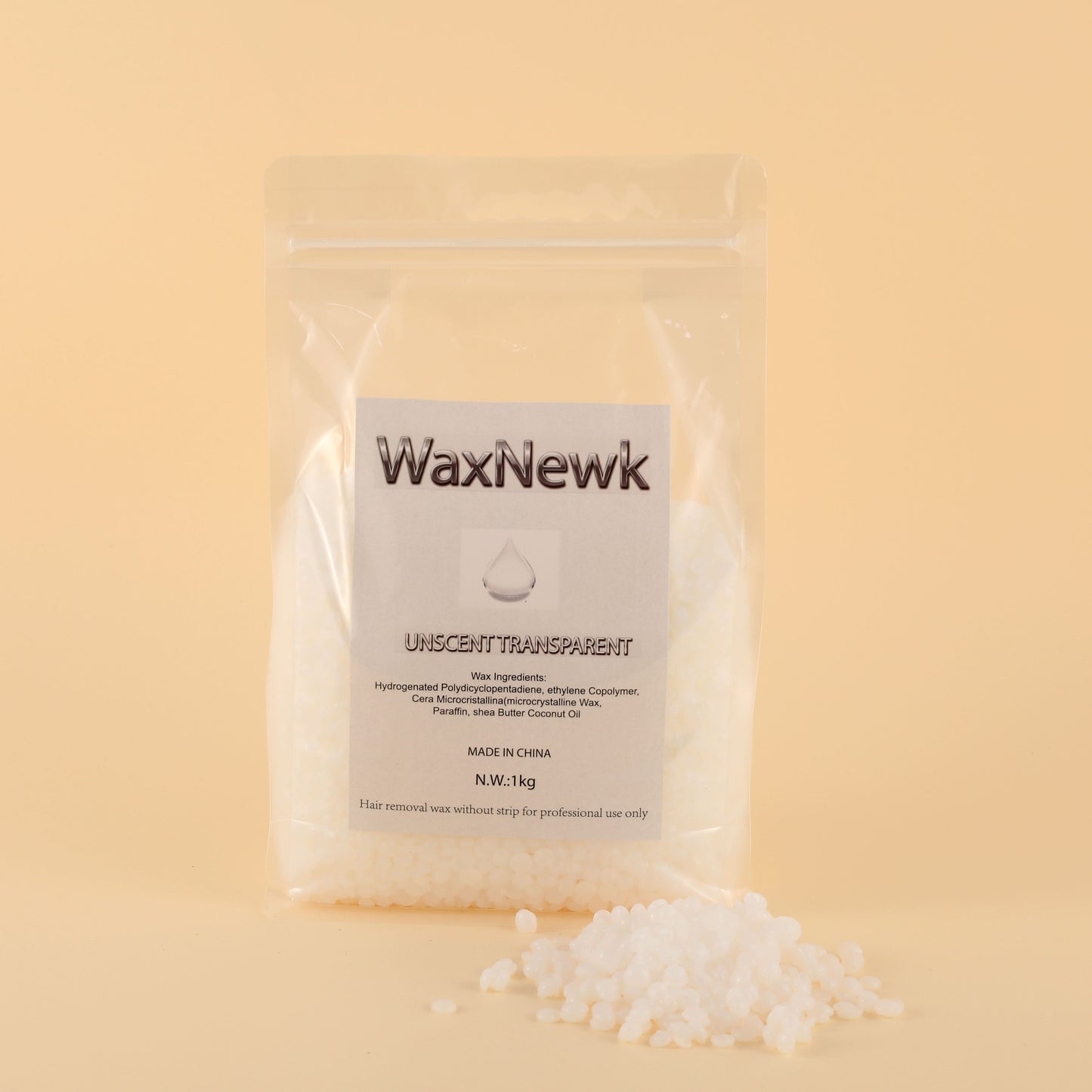 WaxNewK 1kg Rosin free unscent clear transparent low melting point viscous strong waxing solid no fragrance flavor smell wax