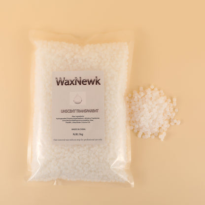 WaxNewK 1kg Rosin free unscent clear transparent low melting point viscous strong waxing solid no fragrance flavor smell wax