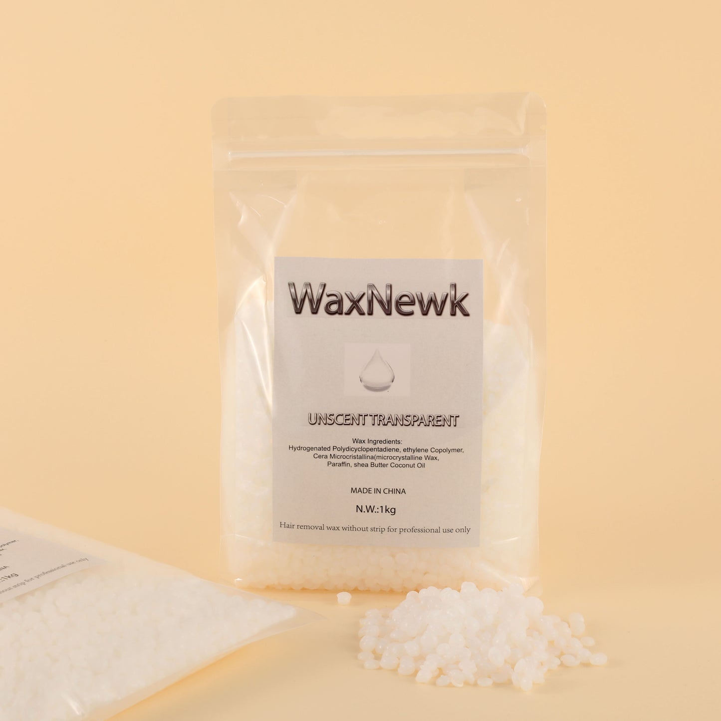 WaxNewK 1kg Rosin free unscent clear transparent low melting point viscous strong waxing solid no fragrance flavor smell wax