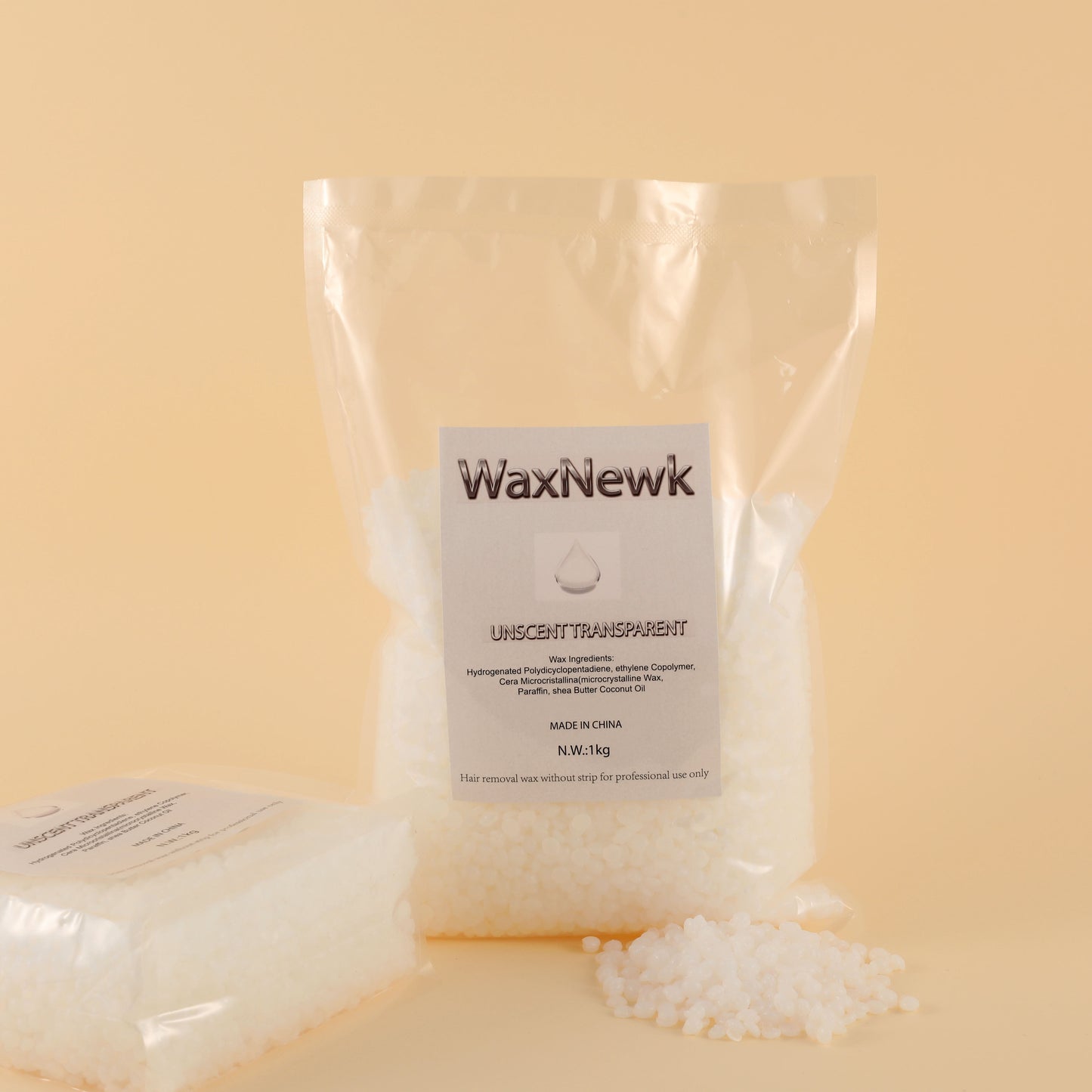 WaxNewK 1kg Rosin free unscent clear transparent low melting point viscous strong waxing solid no fragrance flavor smell wax