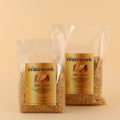 WaxNewK 24K golden wax Private Label dry fast painless Depilatory rosin Hard Wax Beads Body Waxing