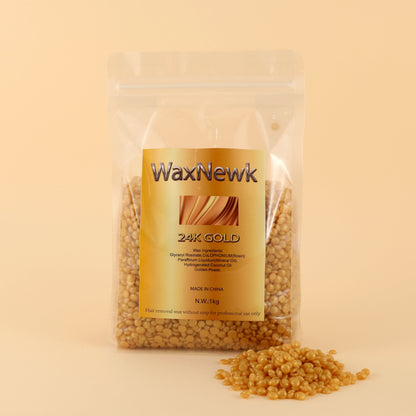 WaxNewK 24K golden wax Private Label dry fast painless Depilatory rosin Hard Wax Beads Body Waxing