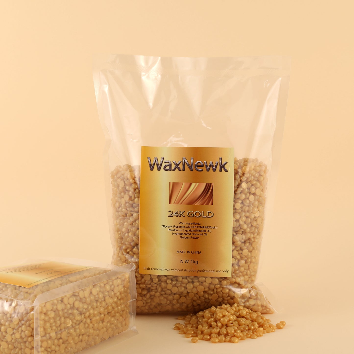 WaxNewK 24K golden wax Private Label dry fast painless Depilatory rosin Hard Wax Beads Body Waxing