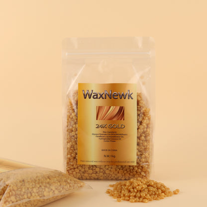 WaxNewK 24K golden wax Private Label dry fast painless Depilatory rosin Hard Wax Beads Body Waxing