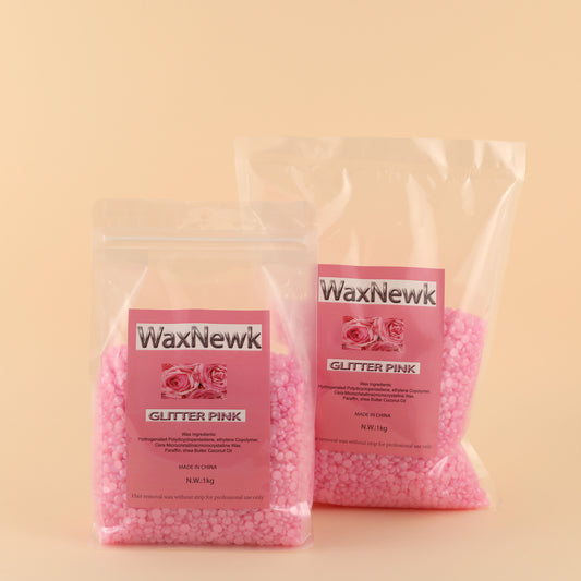 WaxNewK Rosin Free glitter pink Hair Removal delicately and softly Depilatory Hard Wax Beads gel hypoallgenic wax