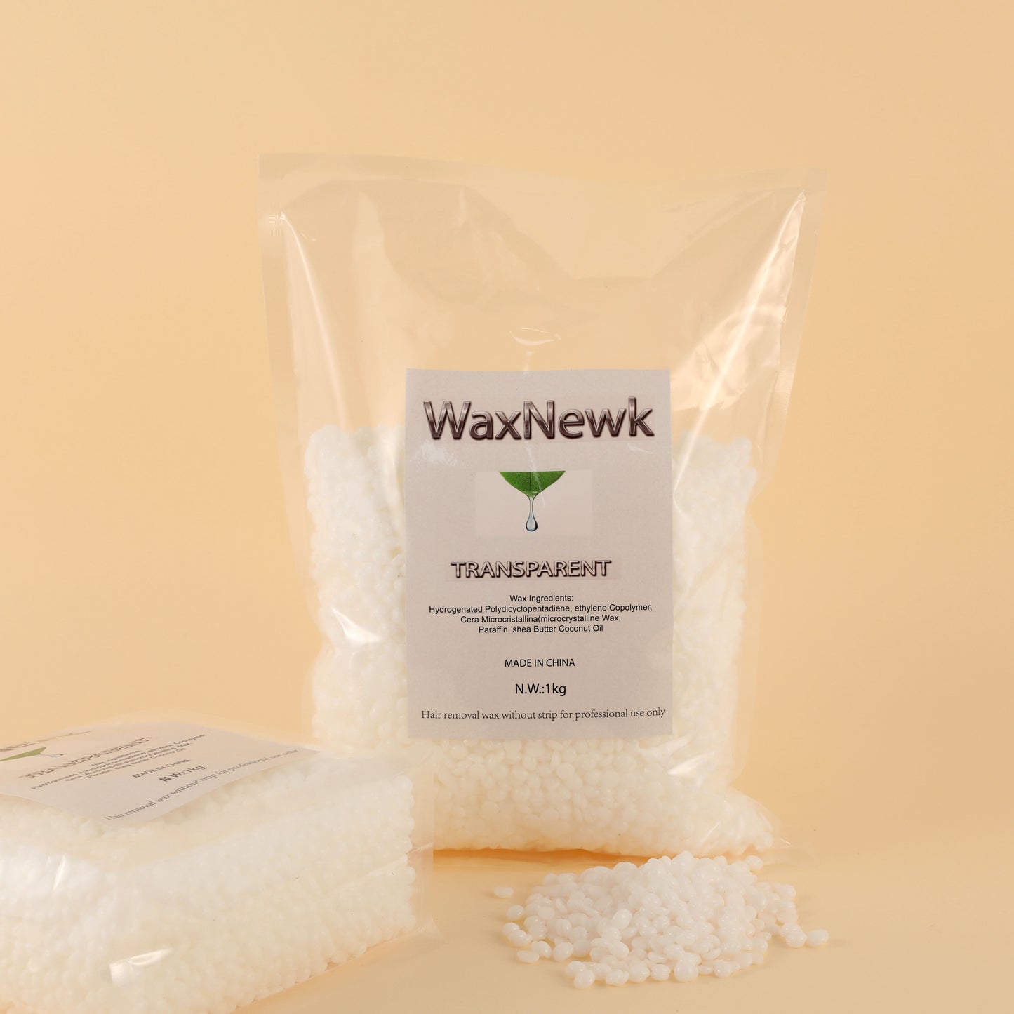 WaxNewK rosin free clear depilatory wax 1kg 2.2LB low melting point viscous strong hair removal transparent wax