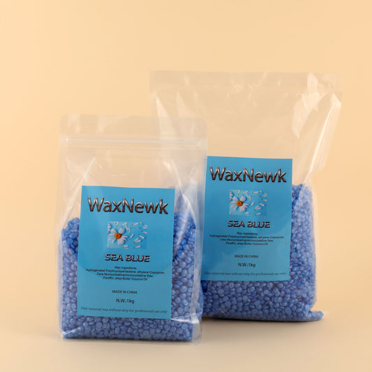 WaxNewK sea blue wax 2.2LB rosin free glittery wax Beads 1kg Depilatory Hard hypoallengic Wax Bean Body Armpit Hair Removal