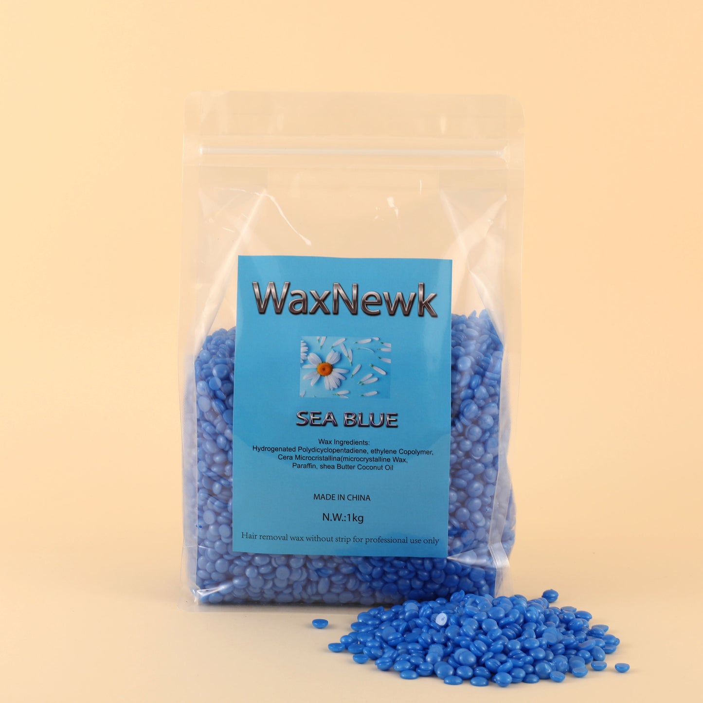 WaxNewK sea blue wax 2.2LB rosin free glittery wax Beads 1kg Depilatory Hard hypoallengic Wax Bean Body Armpit Hair Removal