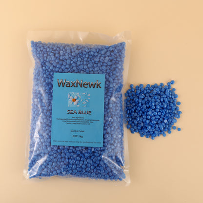 WaxNewK sea blue wax 2.2LB rosin free glittery wax Beads 1kg Depilatory Hard hypoallengic Wax Bean Body Armpit Hair Removal