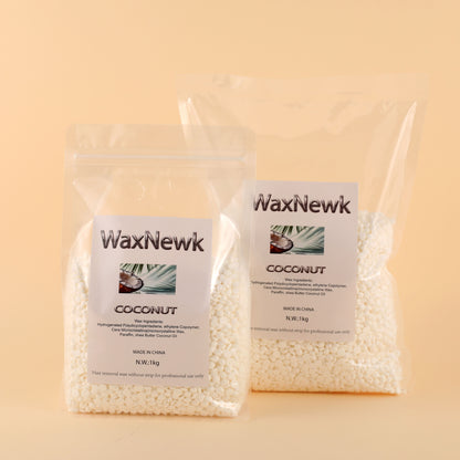 WaxNewK coconut wax 1kg premium hypoallgenic rosin free white Hard Wax Beads Soothing Sensitive Skin Hair Removal Wax