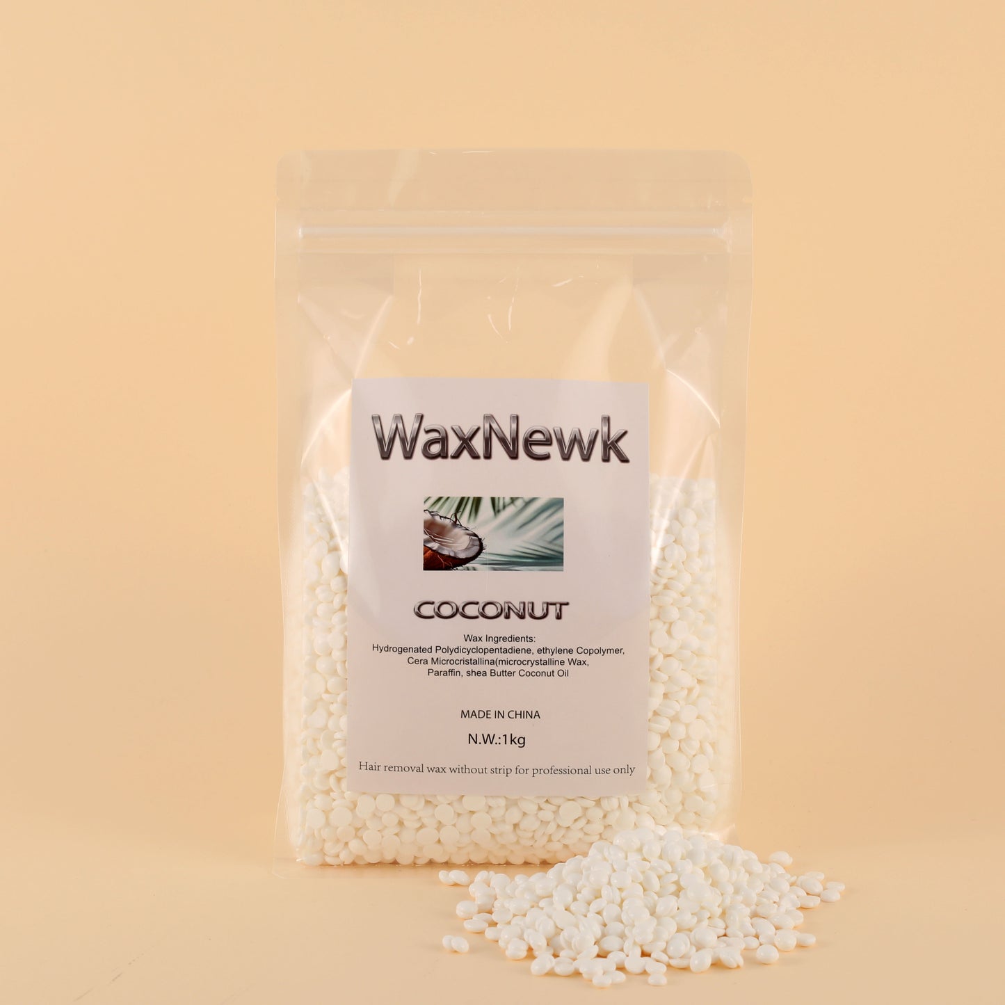 WaxNewK coconut wax 1kg premium hypoallgenic rosin free white Hard Wax Beads Soothing Sensitive Skin Hair Removal Wax