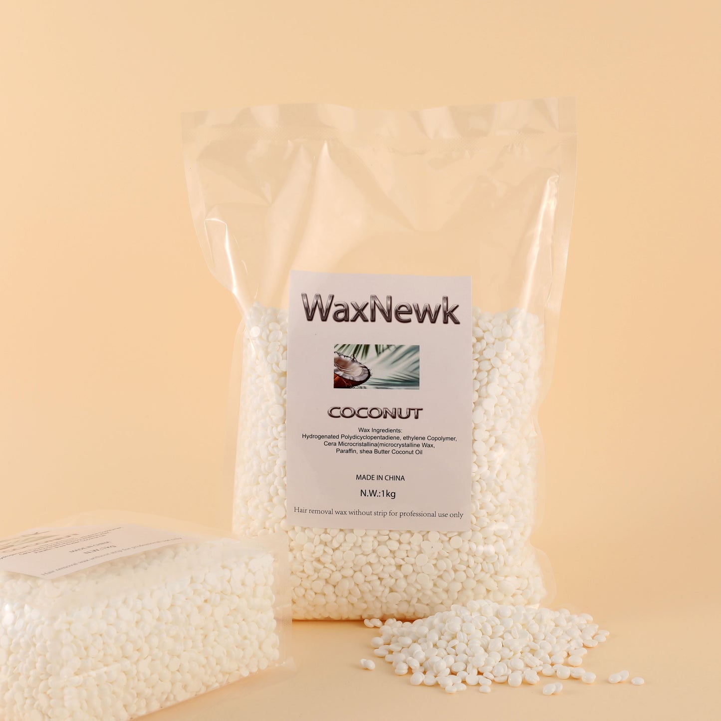 WaxNewK coconut wax 1kg premium hypoallgenic rosin free white Hard Wax Beads Soothing Sensitive Skin Hair Removal Wax