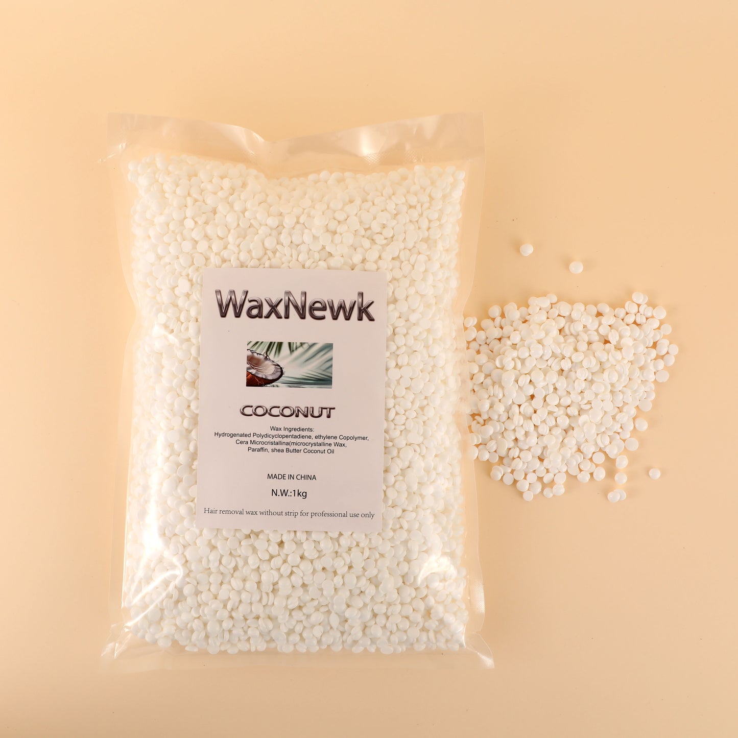 WaxNewK coconut wax 1kg premium hypoallgenic rosin free white Hard Wax Beads Soothing Sensitive Skin Hair Removal Wax