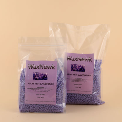 WaxNewK glitter lavender wax 1kg Hard Wax Beans Depilatory Rosin free purple Spa Choice Rosin Free Gel wax Hair Removal