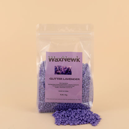 WaxNewK glitter lavender wax 1kg Hard Wax Beans Depilatory Rosin free purple Spa Choice Rosin Free Gel wax Hair Removal