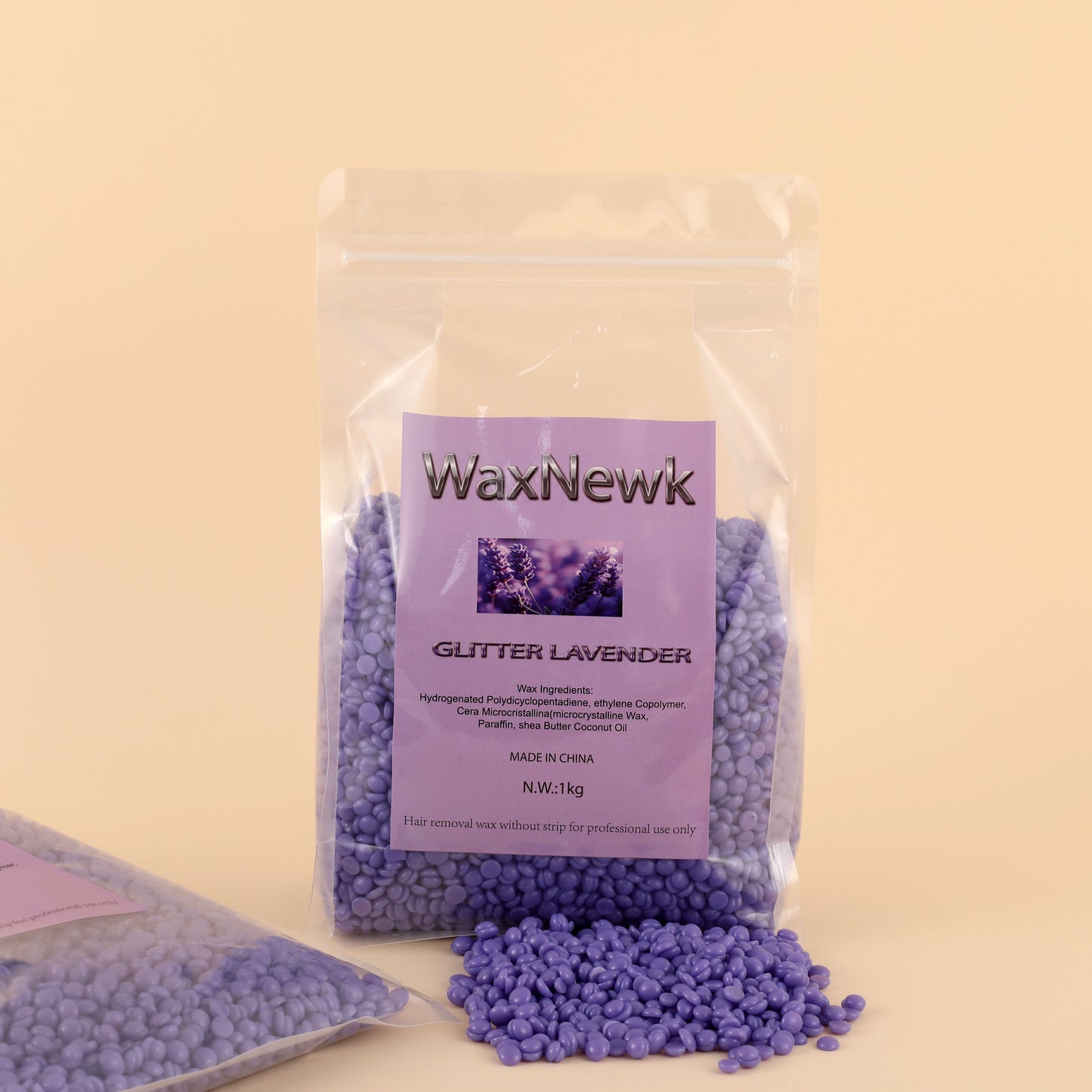 WaxNewK glitter lavender wax 1kg Hard Wax Beans Depilatory Rosin free purple Spa Choice Rosin Free Gel wax Hair Removal