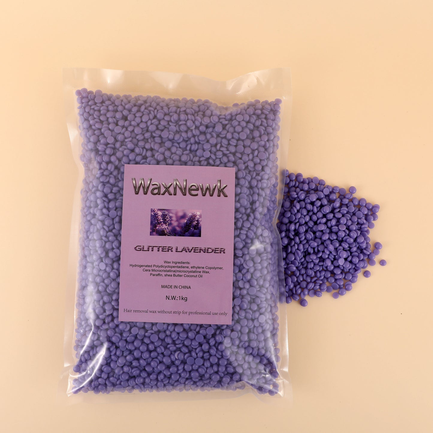 WaxNewK glitter lavender wax 1kg Hard Wax Beans Depilatory Rosin free purple Spa Choice Rosin Free Gel wax Hair Removal