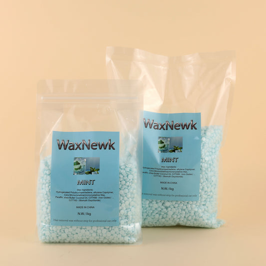 WaxNewK mint wax premium 1kg Hypoallergenic Removal Wax mint top quality shimmer Spa Choice Rosin Free Gel Soft Wax