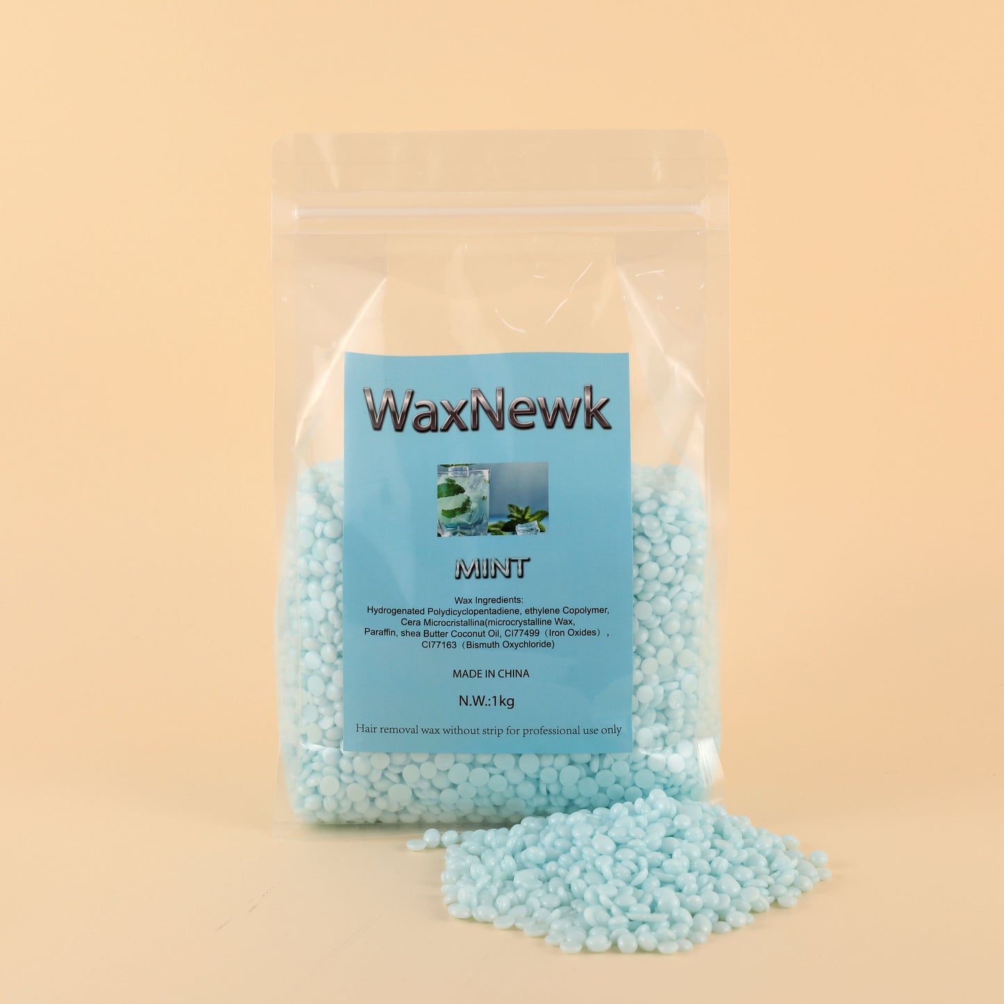 WaxNewK mint wax premium 1kg Hypoallergenic Removal Wax mint top quality shimmer Spa Choice Rosin Free Gel Soft Wax