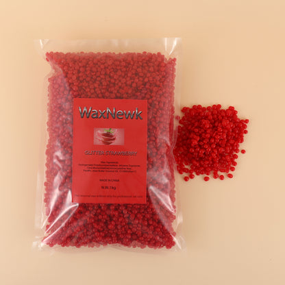 WaxNewk glitter strawberry 1kg 2.2LB unscent Rosin-Free low melting point body wax viscosity free paper hypoallergenic Wax