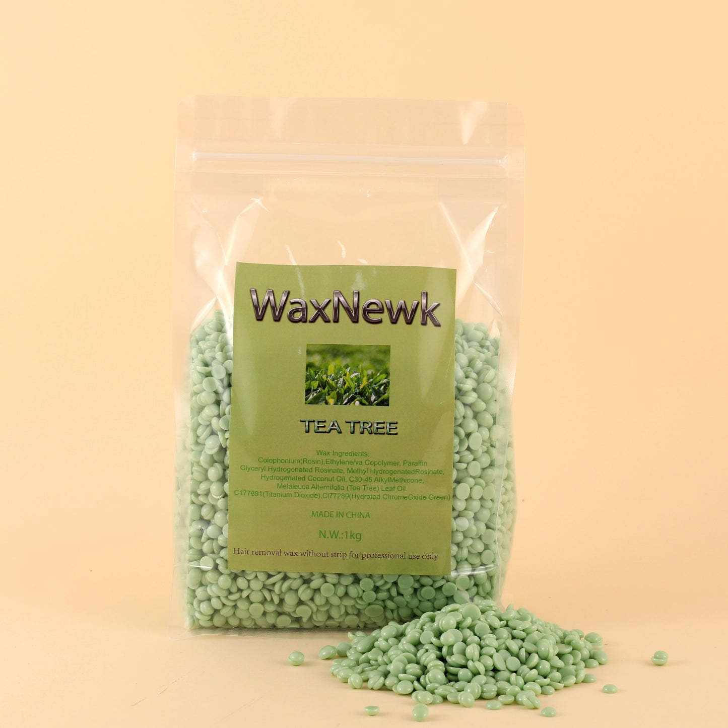 WaxNewK tea tree wax 1kg Painless Hair Removal Our Versatile Bikini Legs Underarm Back Chest tea tree Hard Wax Beans