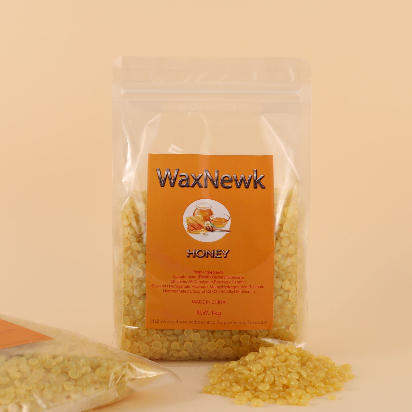 WaxNewK honey wax 1kg natural honey Professional painless organic strip less depilatory wax bead all body hard wax beans