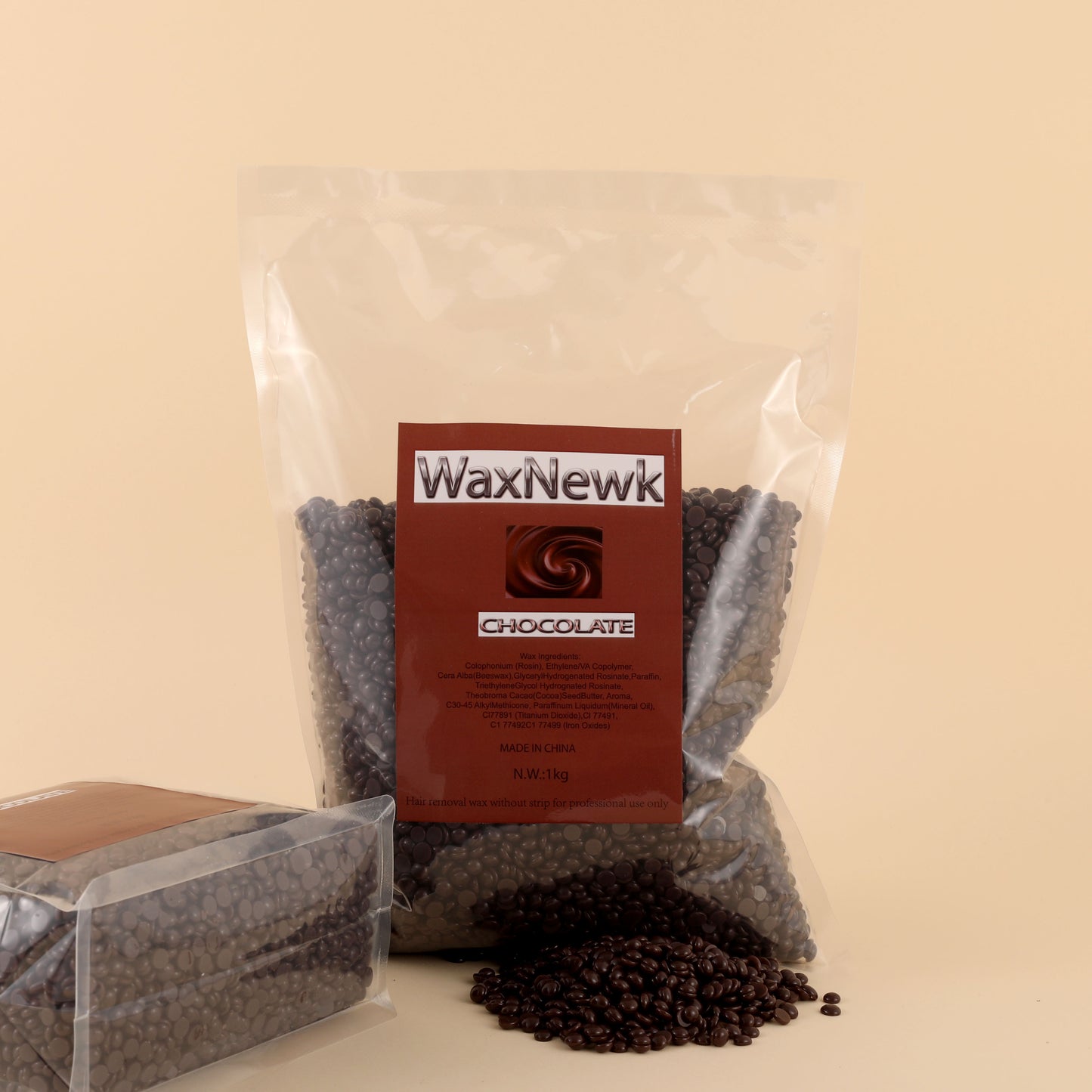 WaxNewK chocolate wax 1kg 2.2 lb 2.2 pounds brown dry fast Private Label Depilatory Hard Wax Beads For Body Waxing