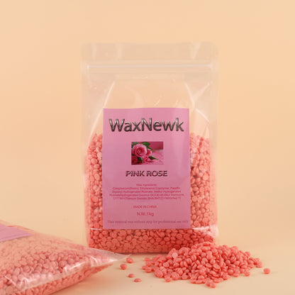 WaxNewK pink rose wax 1000g European Formula 1kg Bag Classic eyebrows face private parts Hair Removal Brazilian Hard Wax Beans