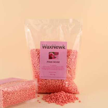 WaxNewK pink rose wax 1000g European Formula 1kg Bag Classic eyebrows face private parts Hair Removal Brazilian Hard Wax Beans