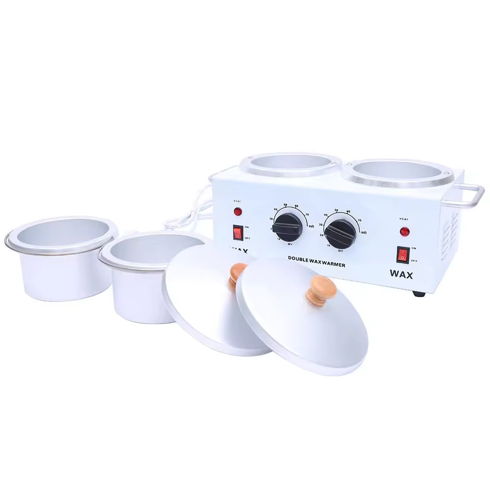 DOLLWAX factory sale Double Wax Warmer Professional Electric Wax Heater Machine for Hair Removal, Dual Wax Pot Paraffin Facial Skin Body SPA Salon Equipment with Adjustable Temperature Set