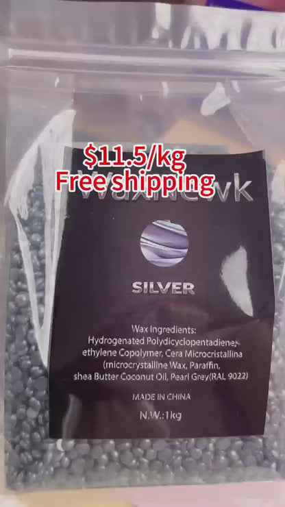 WaxNewK rosin free silver wax 1kg 2.2LB strong elasticity hypoallergenic premium Depilatory beauty salon quality hard wax beads